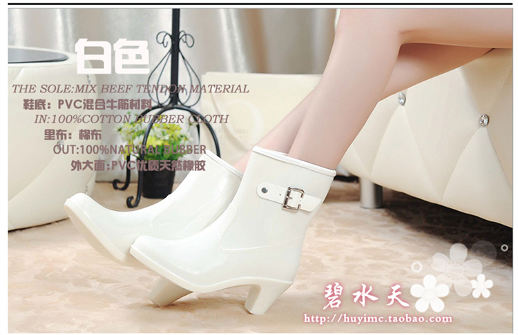 Thời trang Hàn Quốc cộng với nhung ấm áp nữ chống mưa giày cao gót nữ khóa cao gót chống nước ủng đi mưa nữ