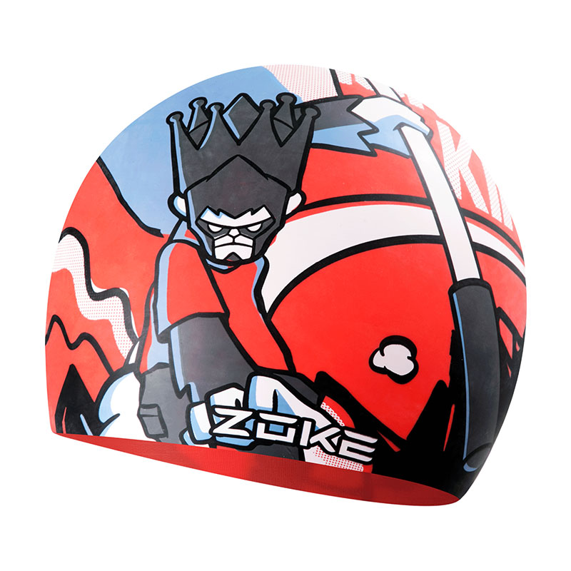 zoke Zhouke children's silicone swimming cap boys waterproof non-slip non-leper head teen swimming training ear protector shower cap