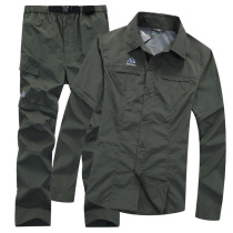 Outdoor quick-drying suit womens light and breathable long-sleeved two-piece removable spring and summer sunscreen and UV-resistant clothes and pants