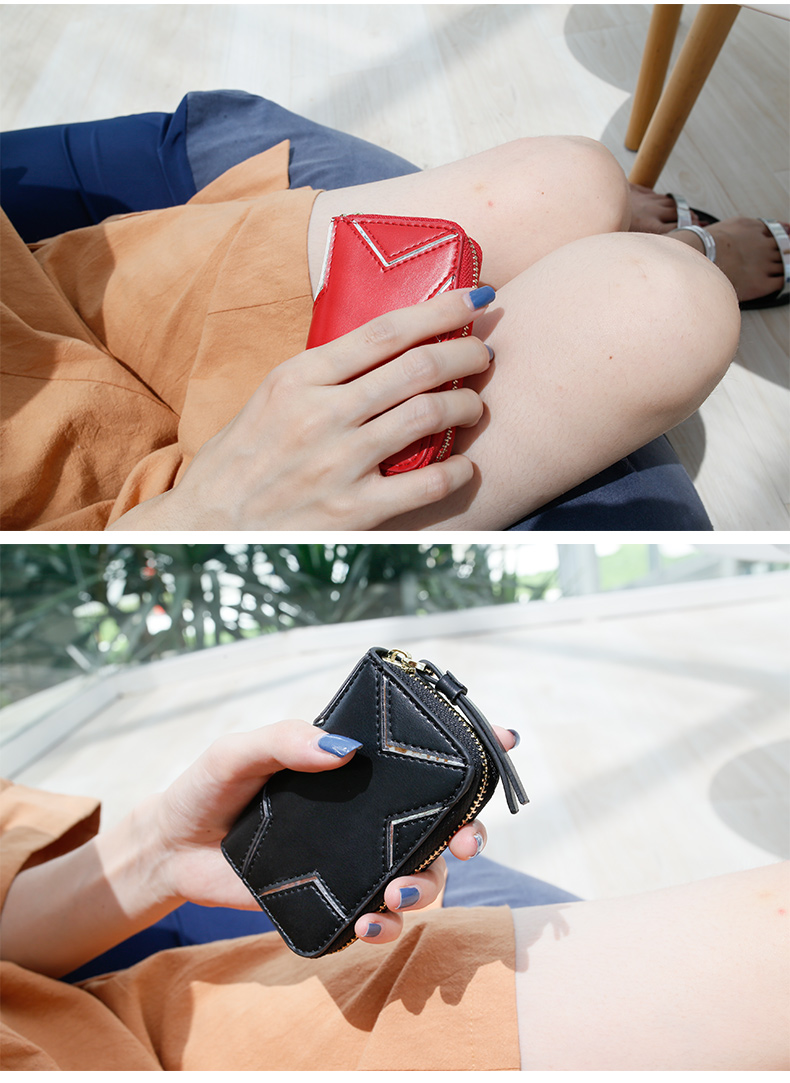 Pear búp bê túi chìa khóa phụ nữ đa chức năng Hàn Quốc dễ thương dung lượng lớn chìa khóa lưu trữ thẻ gói hai trong một ví nữ da thật