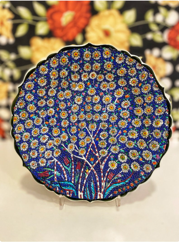 12-inch handmade Turkish ceramic dish ceramic wall disc Pottery Hanging Disc ceramic Decorative Disc