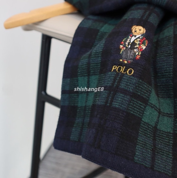 In-Stock Polo Ralph Lauren Classic Green Plaid Wool Blend Scarf