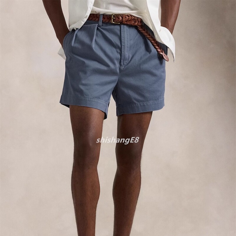 In-Stock Polo Ralph Lauren Blue Pleated Khaki Loose-Fit Shorts In-Stock Polo Ralph Lauren Blue Pleated Khaki Loose-Fit Shorts