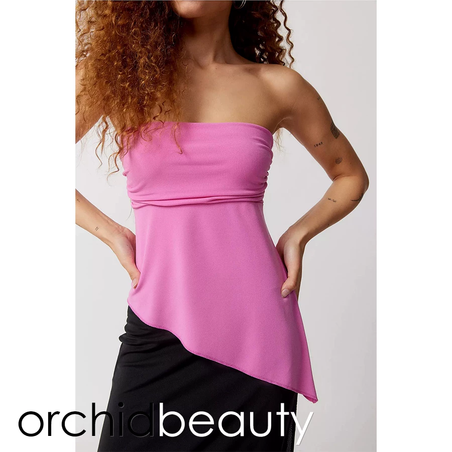 Короткий топ с рюшами UO (Urban Outfitters) в стиле Y2K, эластичный без бретелей, разные цвета