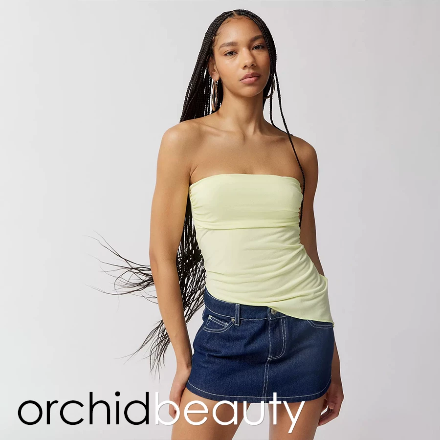 Короткий топ с рюшами UO (Urban Outfitters) в стиле Y2K, эластичный без бретелей, разные цвета