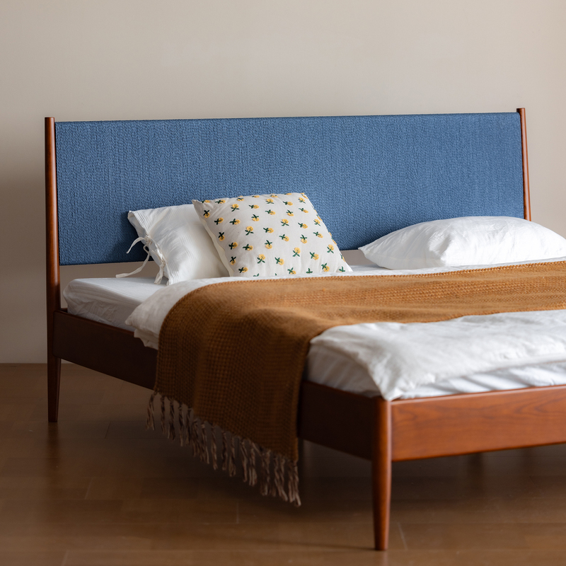 Medieval-Style Cherry Wood Bed, Retro Wabi-Sabi Style Solid Wood Large Bed, Bauhaus Old Money Style Bedroom Furniture Medieval-Style Cherry Wood Bed, Retro Wabi-Sabi Style Solid Wood Large Bed, Bauhaus Old Money Style Bedroom Furniture