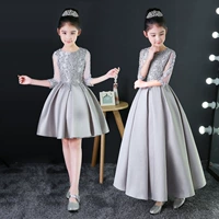 Tay áo trẻ em Công chúa dài Dress Girl Host Piano Piano Guzheng Performance Dress Dress váy đầm trẻ em 13 tuổi