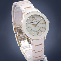 Counter Anne klein2388 Milk Tea Color Ceramic Mother-of-Pearl Rhinestone Dial Ladies Quartz Watch