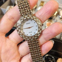 American Seiko Watch Seiko Eco-kinetic steel band Gold Sub-dial Diamond-set temperament womens watch
