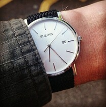 Bulova Mens Watch Simple leather belt Quartz Casual mens watch 96B104