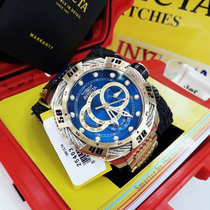 Counter Invicta 18K Gold Blue Four-eye Large Dial GMT Second Time Zone Mens Quartz Watch