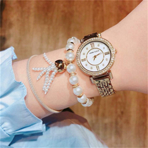 OVERSEAS ANNE KLEIN WOMENS WATCH GOLD TONE CRYSTAL DIAMOND-set BEADED BRACELET SET AK 2928GBST