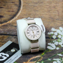 Overseas Anne Klein Pink Mother-of-pearl diamond-set ceramic Simple womens watch