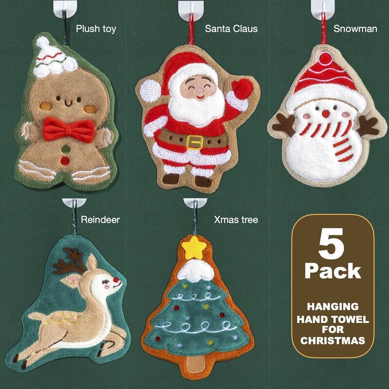 Christmas Hanging Hand Towel Bathroom Kitchen Hand Cloth Holiday Gift Towel Decoration Baby Household Handkerchief
