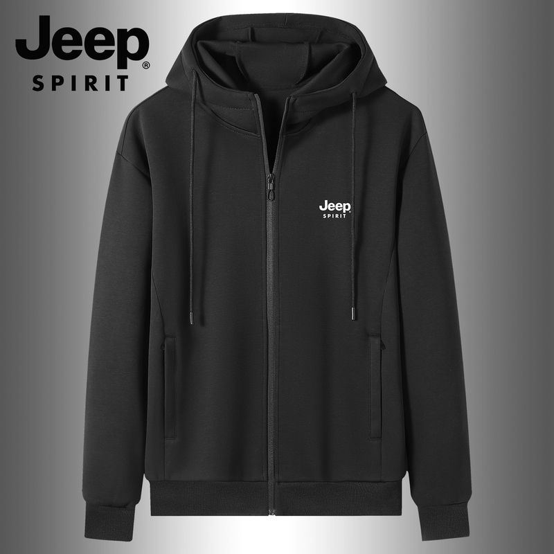 Jeep Jeep Hooded Cardigan Sweatshirt Men's Autumn and Winter Middle-Aged Dad's Clothing Fleece-Lined Pure Cotton Sports Jacket Jeep Jeep Hooded Cardigan Sweatshirt Men's Autumn and Winter Middle-Aged Dad's Clothing Fleece-Lined Pure Cotton Sports Jacket