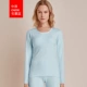 Red bean lady đồ lót mùa thu quần áo mỏng màu cotton quay tròn cổ sanding mùa đông chạm đáy bông áo len ấm áp mảnh duy nhất hàng đầu áo giữ nhiệt uniqlo