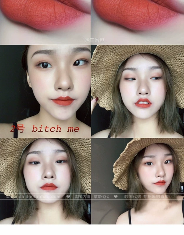 Thái Lan 4U2 son môi mờ mờ lâu dài màu bí ngô đất nâu đậu màu mận màu dì màu son bóng - Son bóng / Liquid Rouge
