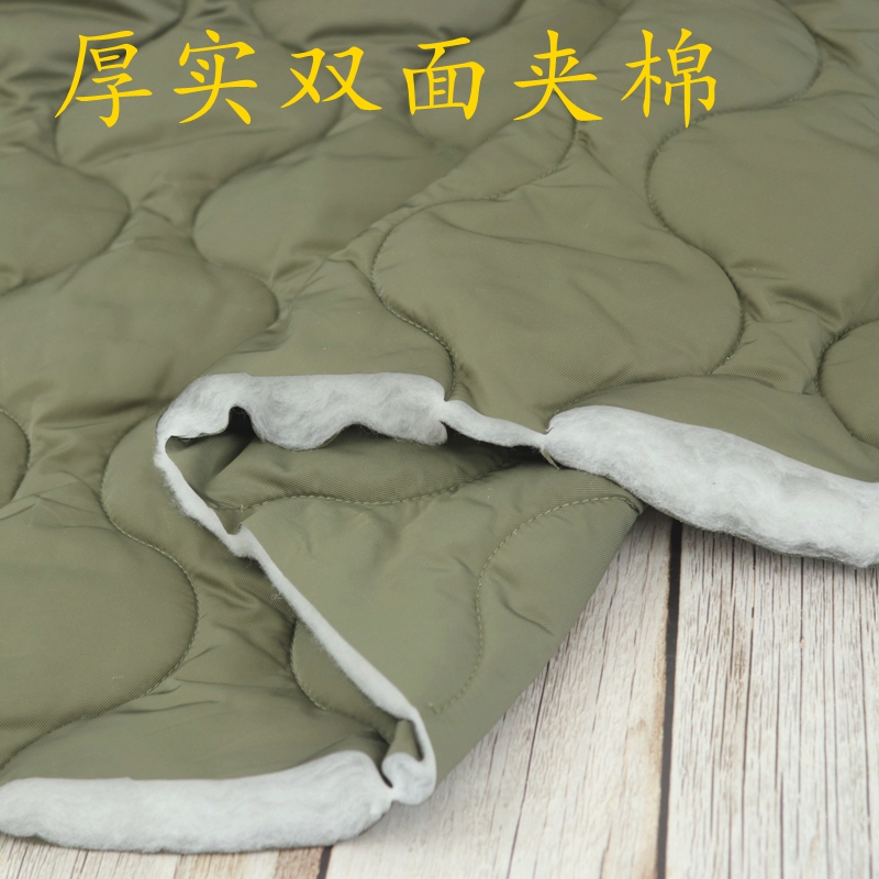 Military Green Double-Sided Thick Warm Quilted Cotton Gourd-Shaped Thinsulate Quilted Fabric with Arc Quilting for Winter Cotton Clothing