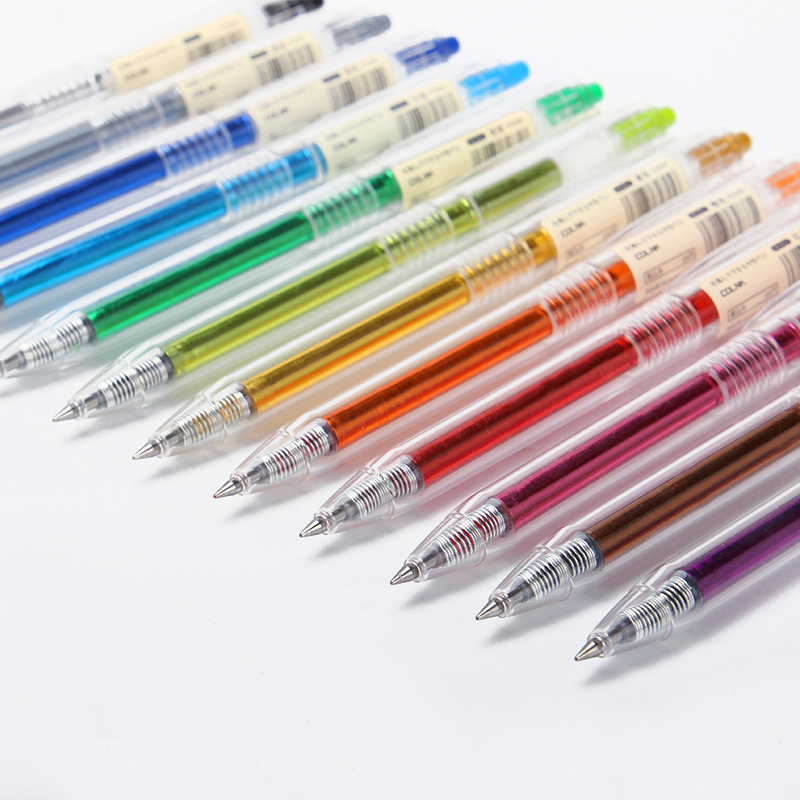 Color gel pen 0 5mm press water-based pen juice juice pen 12 color color water-based pen hand account for students