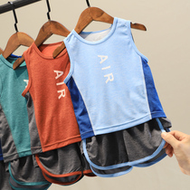 Childrens quick-drying suit set boys sports summer womens vest shorts two-piece set of childrens basketball uniform baby Jersey