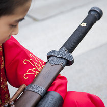 Black gold ancient knife Wooden flying fish costume embroidered spring knife Wooden knife with sheath Childrens toy cos Yanling knife Town house wooden sword