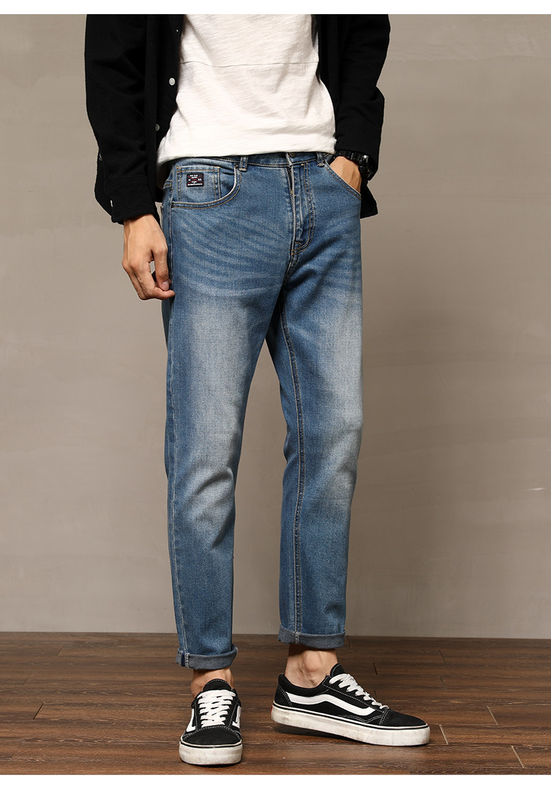 角斗士 男士复古水洗修身牛仔裤 图6