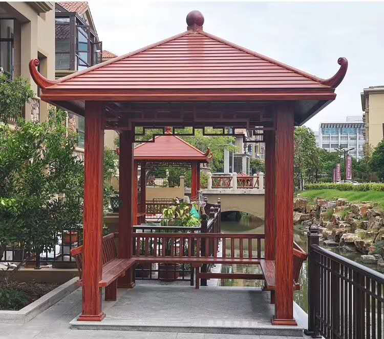 Aluminum Alloy Cool Pavilion Outdoor Patio Garden Four Corner Pavilions Hexagonal Antique Villa Garden Forest Landscape Pavilion Leisure Pavilion Customize