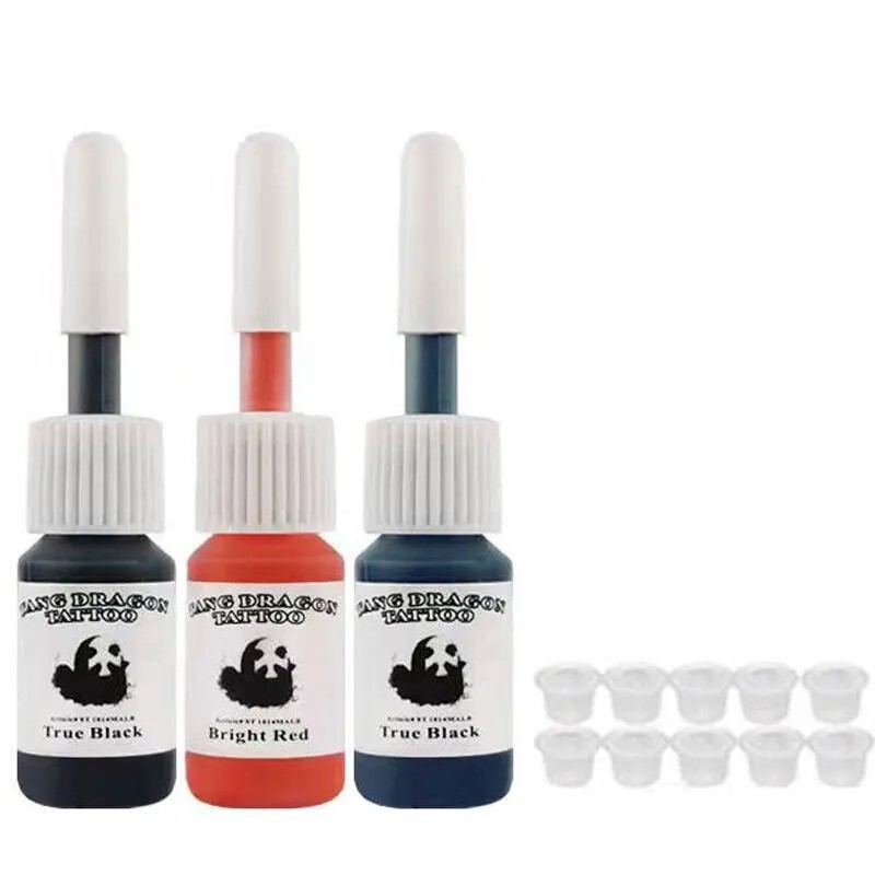 5ml Tattoo Ink Black Red Blue Tattoo Pigment Solution with Pigment Cup Tattoo Pigment Safe Ink