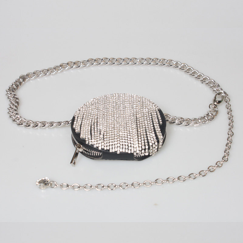 200g Weight Metal Material Women'S Gender Wholesale Fashion Rhinestone Heart Tassel Mini Waist Bag 9