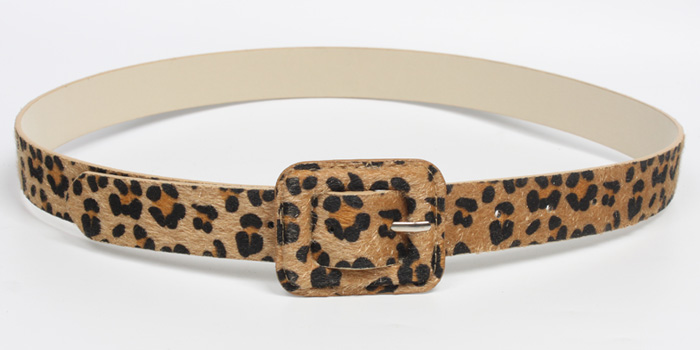 Korean Leopard Print Square Pin Buckle Belt display picture 3