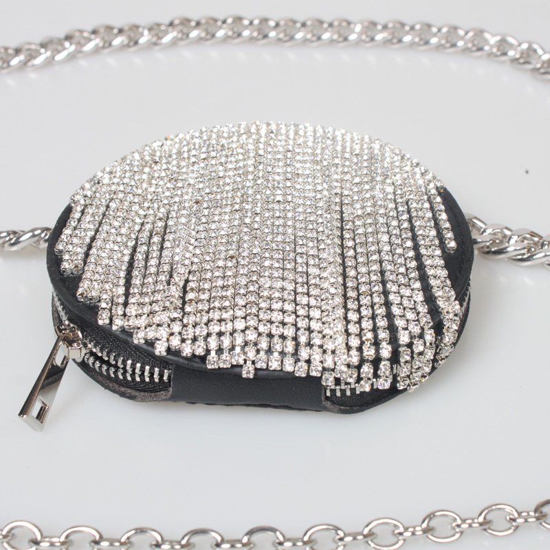200g Weight Metal Material Women'S Gender Wholesale Fashion Rhinestone Heart Tassel Mini Waist Bag 10