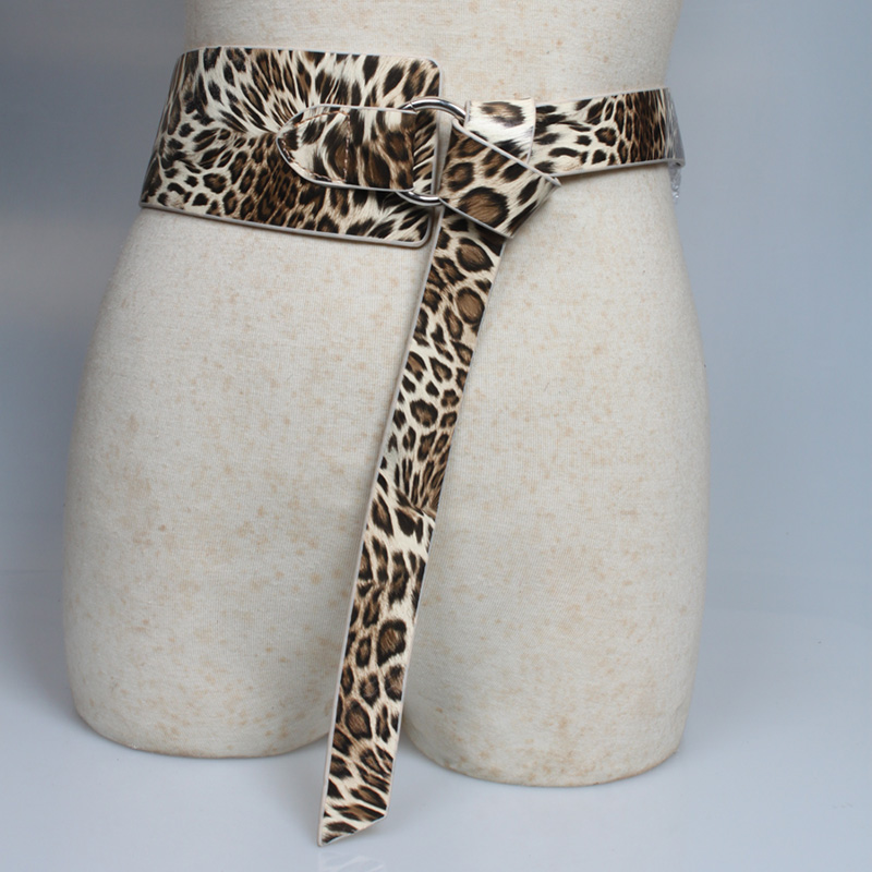 Beige Leopard Print Pu Soft Leather Long Knotted Belt Wholesale Nihaojewelry display picture 5