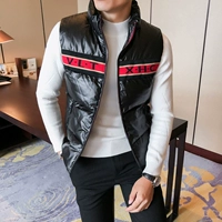 Mùa đông lưới màu đỏ cotton vest nam dày áo không tay Hàn Quốc Slim in chữ cotton xu hướng áo thun cotton nam