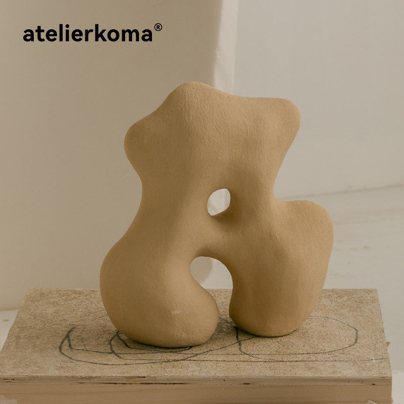 atelierkoma oufouf original sculpture pendulum with abstract curvilinea pure handmade clay texture-Taobao