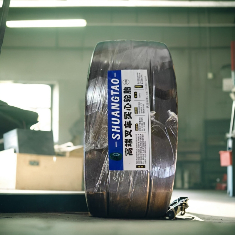 High-End Forklift Solid Tires, Rear Wheel 650-10, Front Wheel 28X9-15, Reinforced, Widened, Thickened, Smooth Surface, Cut-Resistant