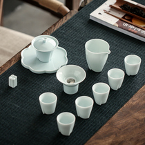 Jingdezhen Kung Fu Tea Set Home Cover Bowl Heat-resistant Gongway Cup Tea Cup Simple White Porcelain Ceramics Set Gift Box