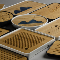 Kung Fu tea set simple tea tray household water storage tea tray Japanese round bamboo melamine dry bubble tray size tea table