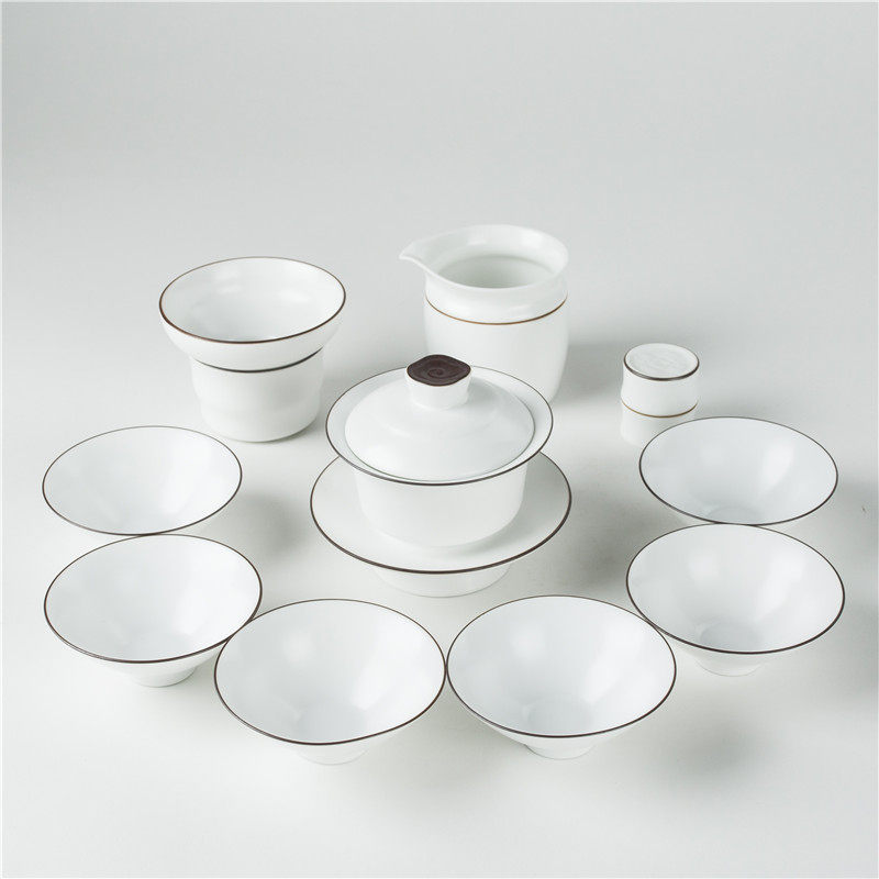 Jingdezhen white porcelain kung fu tea set special package ceramic teapot cup cover bowl bowl package household