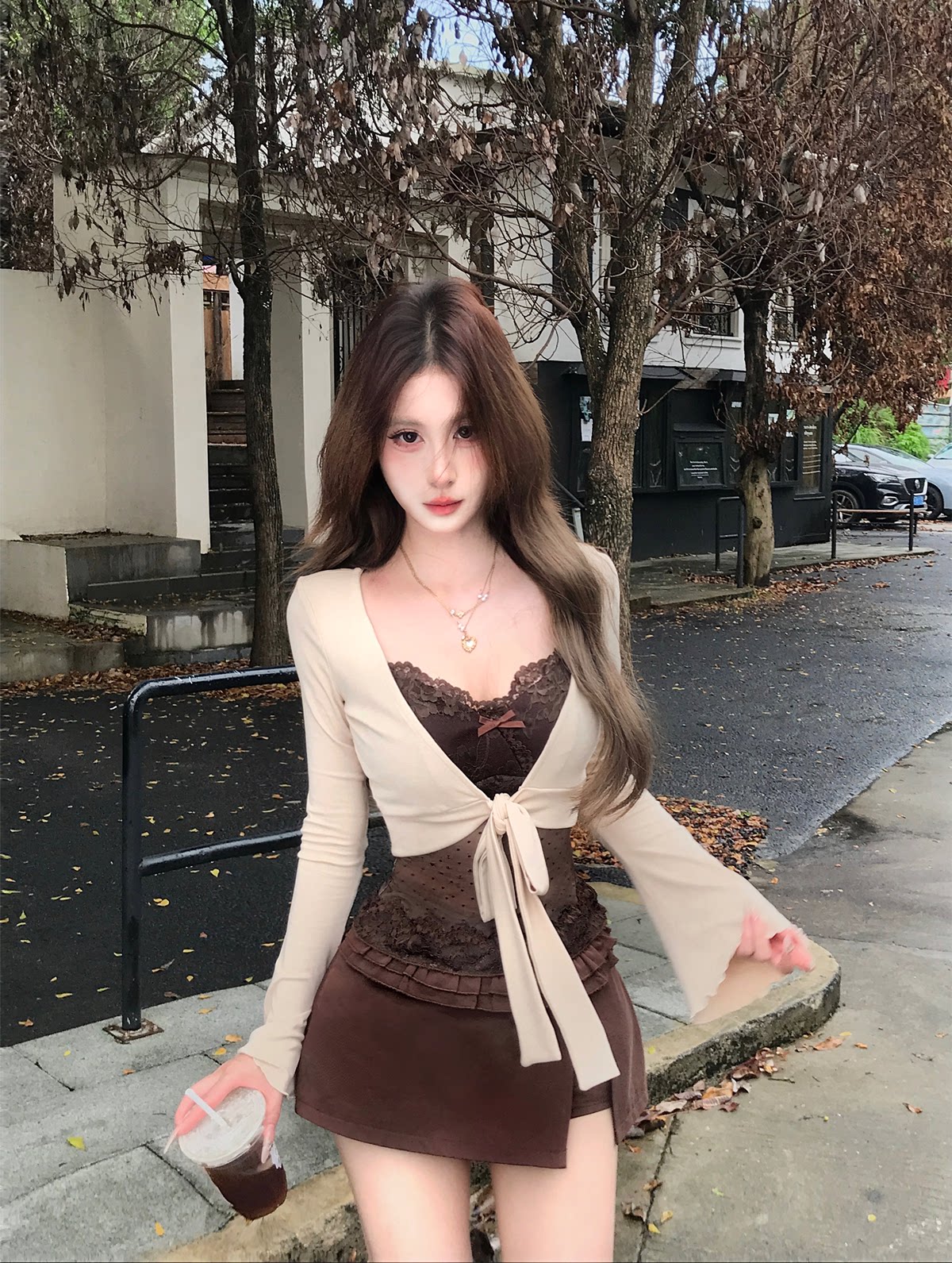 메이플 시럽 수 있습니다. 리 핫걸 디자인 센스 레이스 조끼 슬립 여성 가을 섹시함 순수한 욕망 맨위 상세 이미지 7
