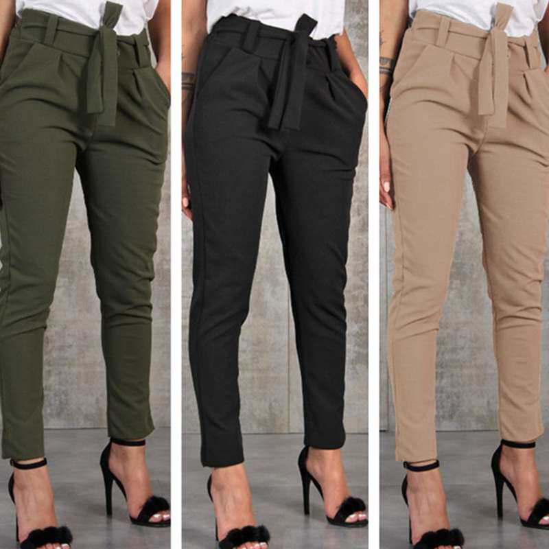 Thin Pants For Women High Waist Black Khaki Green Pant