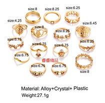 15pcs Vintae women rin ladies accessory joint rins sets