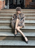 Qingcang Hot Girl Retro Sub -культурный меховой галстук окрашивание баранины с обеих сторон можно носить с волосатой курткой