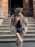 Qingcang Hot Girl Retro Sub -культурный меховой галстук окрашивание баранины с обеих сторон можно носить с волосатой курткой