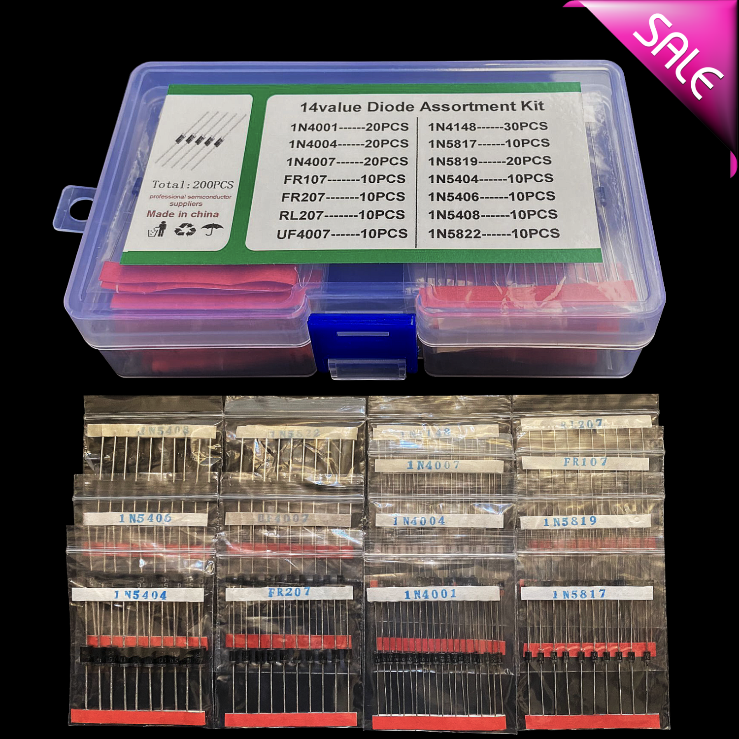 New Cross-border Edition 14 Spec Switch Rectified Schottky Diode Sample Case Suit Big Full Vacuum Package-Taobao