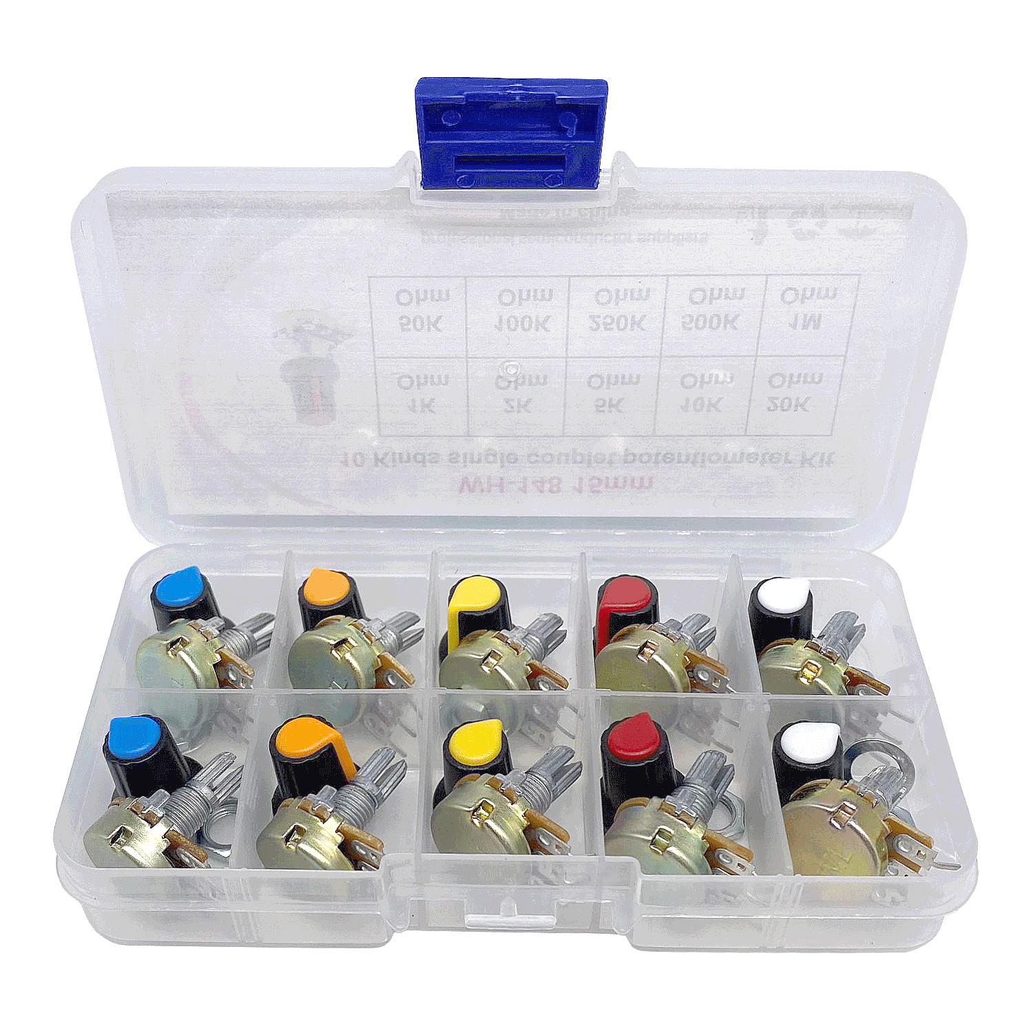 WH148 single-15mmB1K 15mmB1K 2K 2K 10K 20K 20K 50K 100K 250K 500K 500K 1M 500K 1M potentiometers