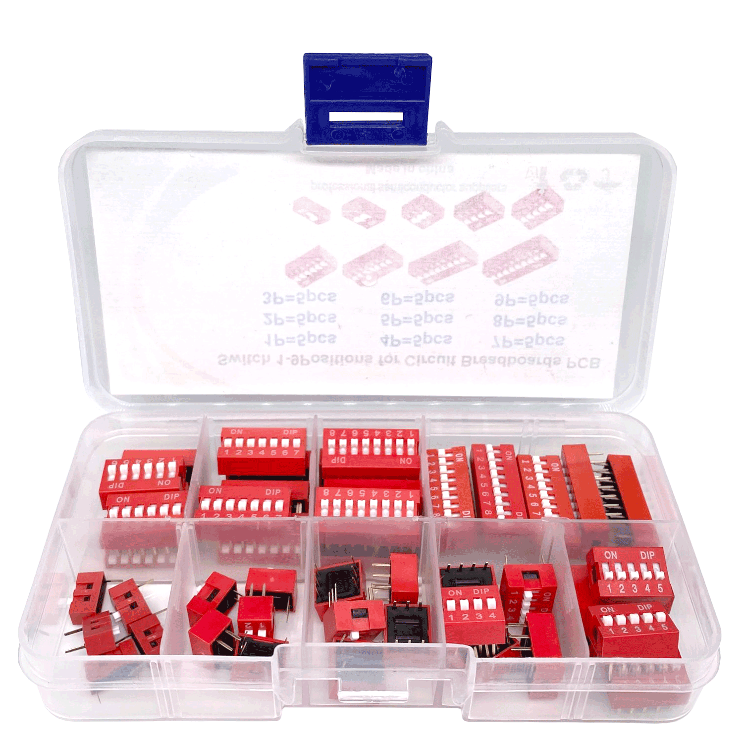 DIP Straight Insertion Flat Dial 2 54mm Pitch 9 Specifications 1-10P Bit Program Woven Red Dial Switch Suit