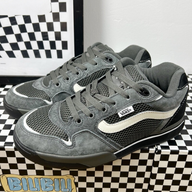 Vans Rowley Xlt Vt High-End Series Gray-Black Loafers Skateboard Shoes Vn000Cqf2Vm