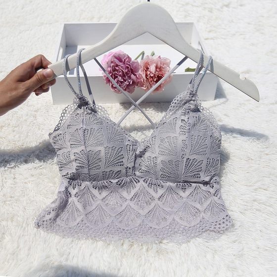 Camisole girl ins trendy mid-length lace chest-wrapped anti-exposure tube top with breast pads and diamond beautiful back underwear