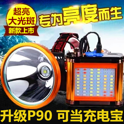 P90 head-mounted super bright headlight strong light rechargeable lithium battery with induction large spot yellow light night fishing xenon lamp