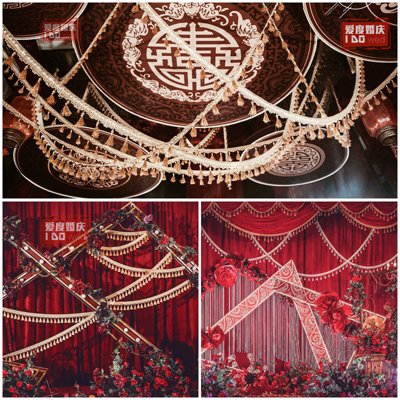 China Wind Pearl Lace Streaming Su Pendant Accessories Wedding Celebration Props Suspended Ceiling Suspended Ceiling Hanging Ears New Chinese Wedding Scene Arrangement